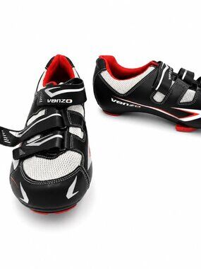 VENZO MX CYCLING SHOES Sz 10.5 Men EUC Unisex Black Gray red